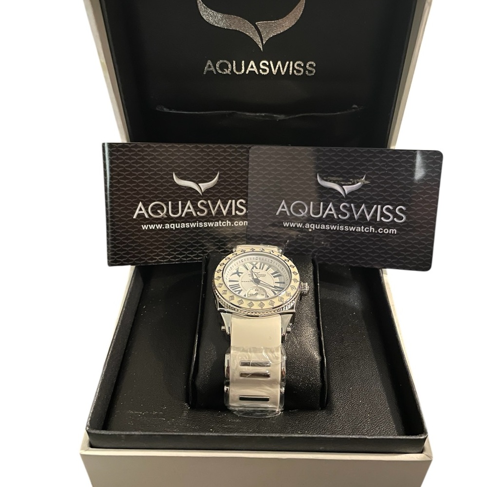 Aquaswiss Elegant Silver and Cream/Blush like band Women's Watch